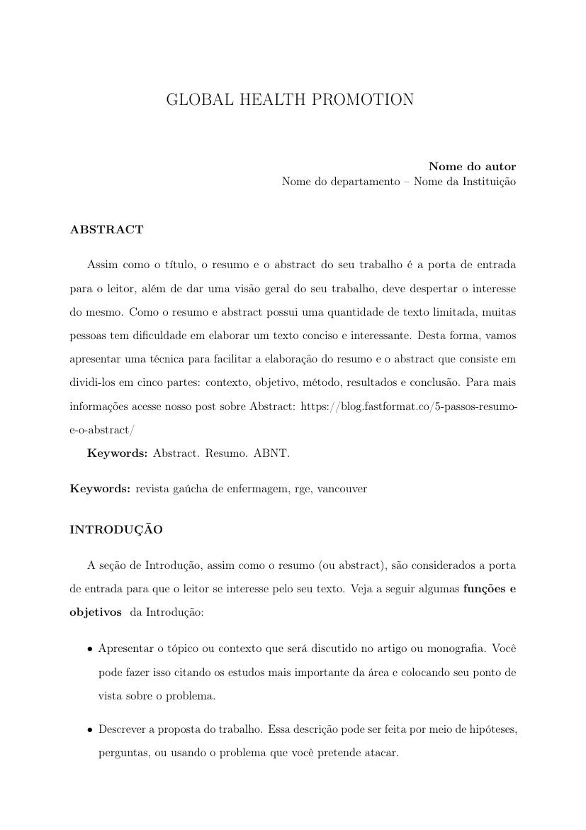 Global Health Promotion - modelo ABNT