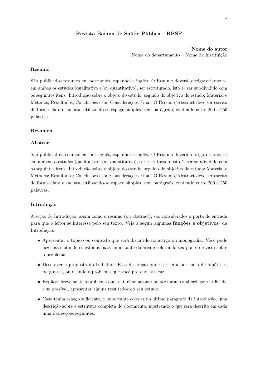 Revista Baiana de Saúde Pública - RBSP - modelo ABNT