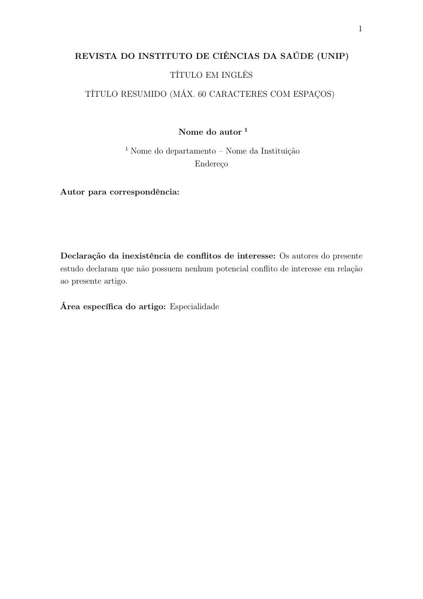 Revista do Instituto de Ciências da Saúde (UNIP) - modelo ABNT