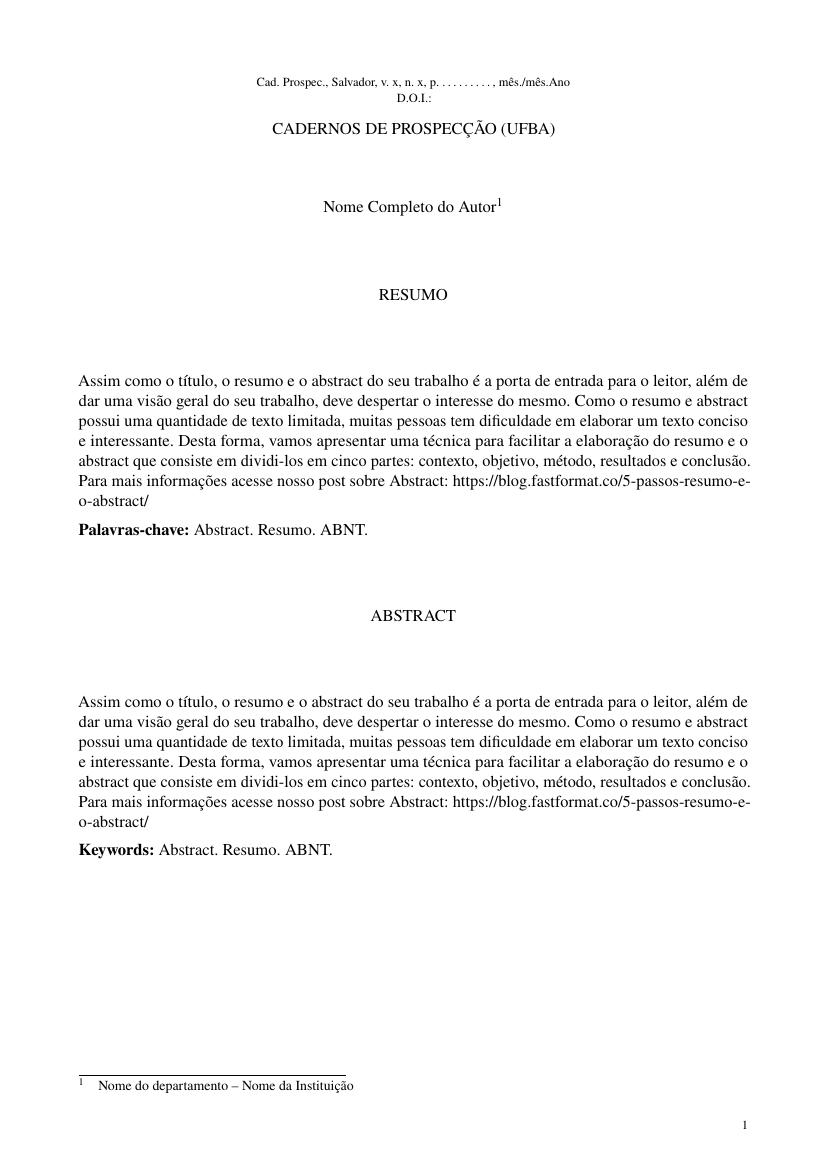 Cadernos de Prospecção (UFBA) - modelo ABNT