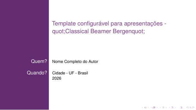 Template configurável para apresentações - "Classical Beamer Bergen" - modelo ABNT