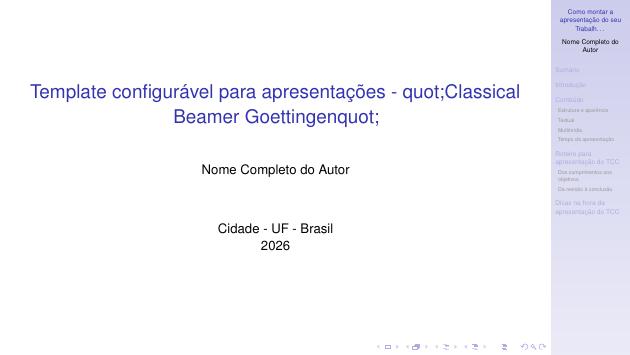 Template configurável para apresentações - "Classical Beamer Goettingen" - modelo ABNT