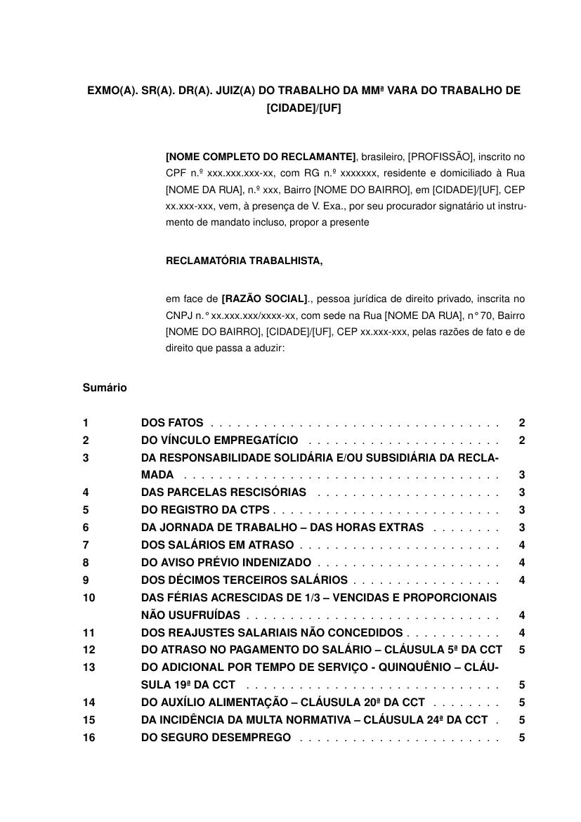 Modelo para petição inicial geral nas normas da ABNT, título centralizado - modelo ABNT