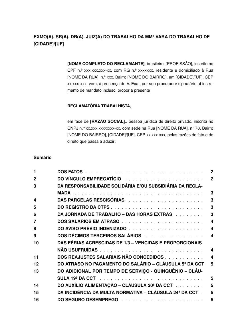 Modelo para petição inicial geral nas normas da ABNT - modelo ABNT