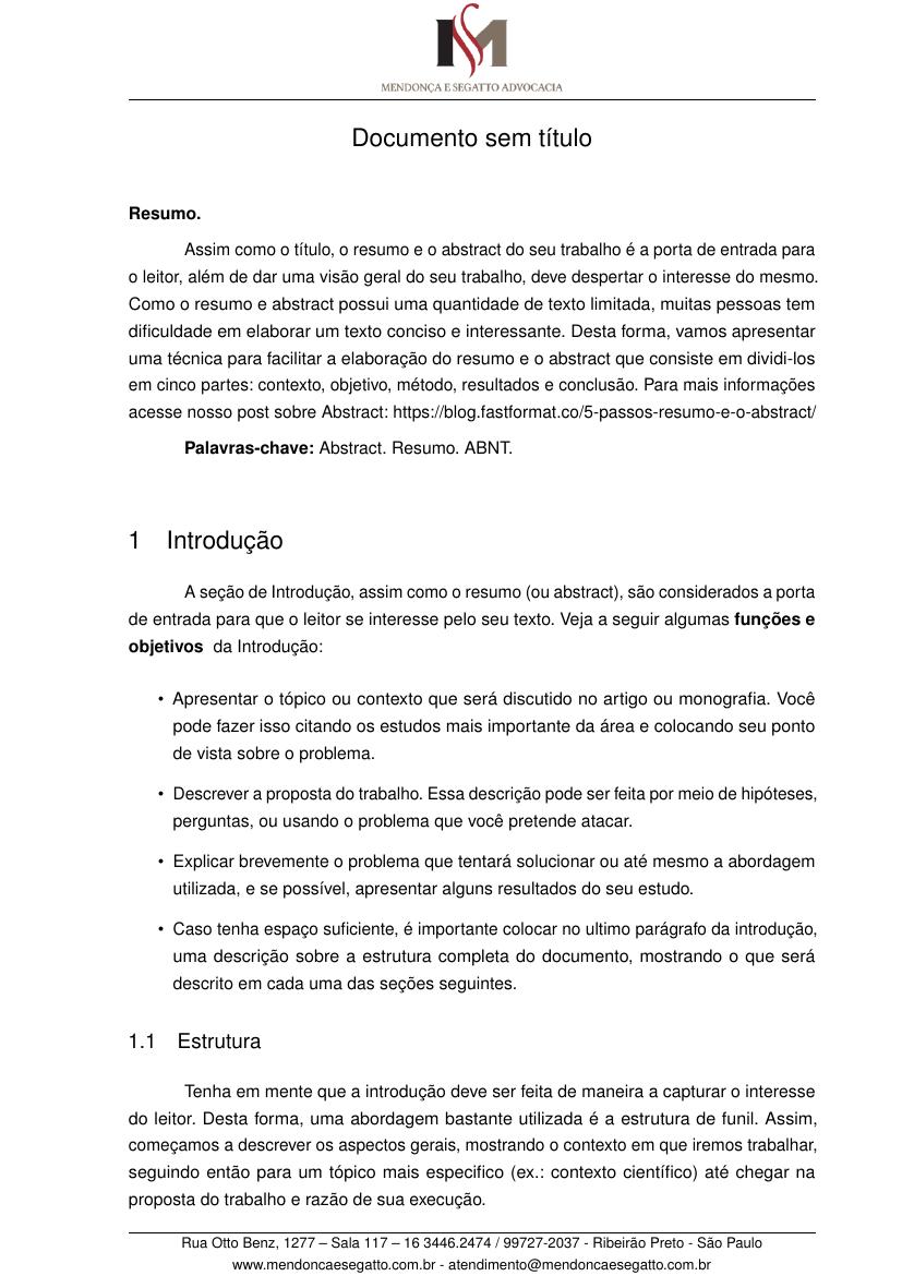 Mendonça e Segatto Avocacia - modelo ABNT