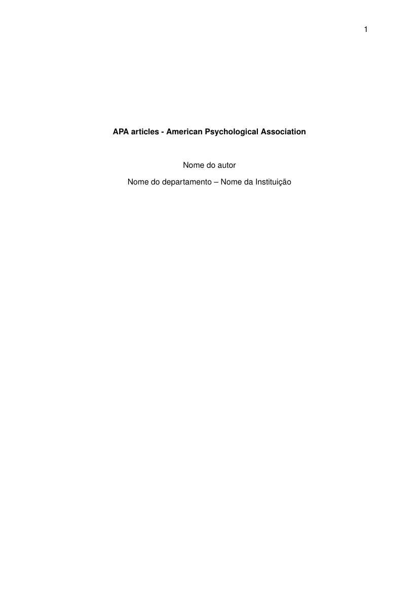 APA articles - American Psychological Association - modelo ABNT