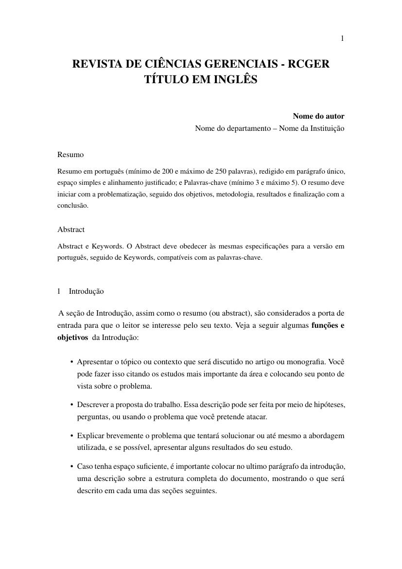 Revista de Ciências Gerenciais - RCGER - modelo ABNT