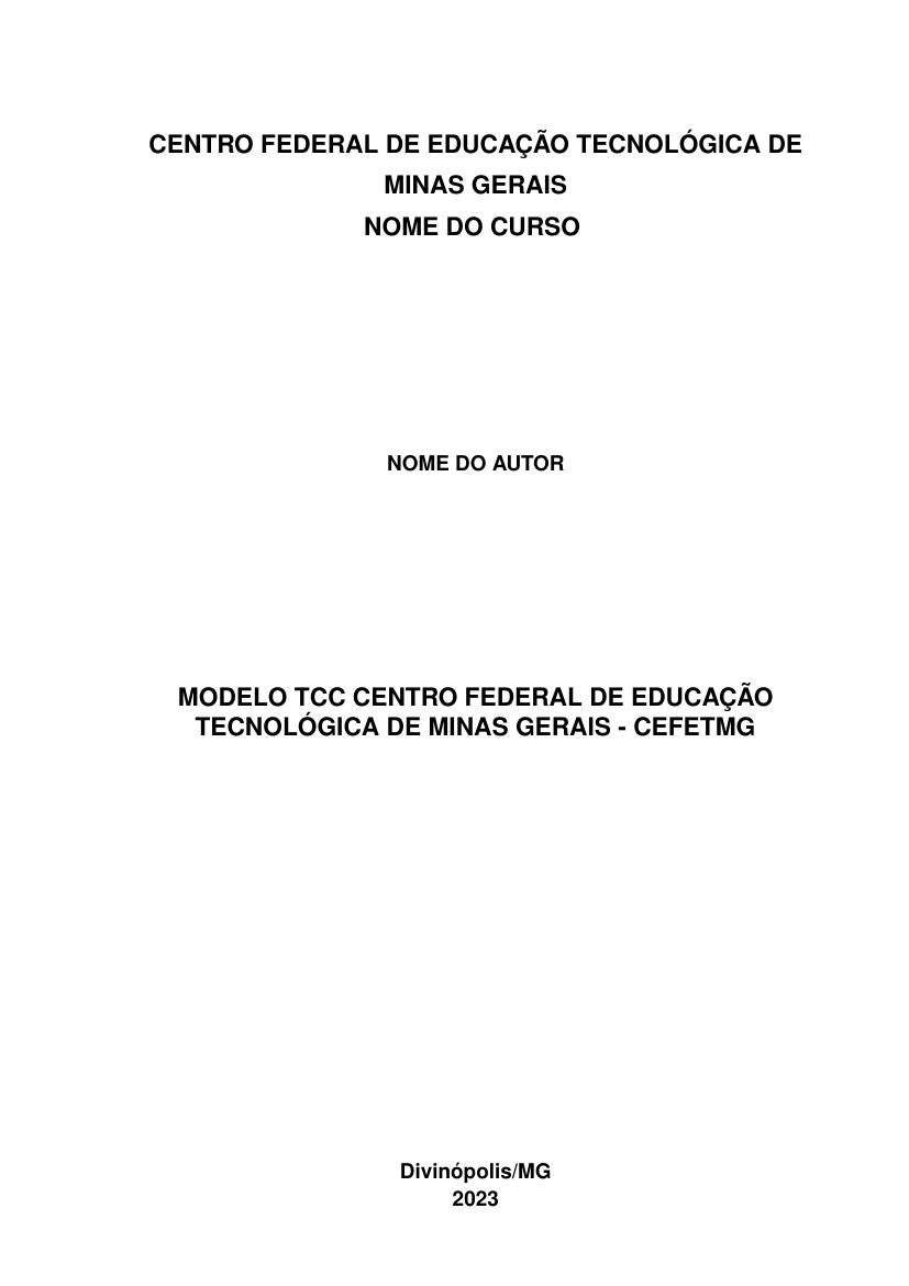 Modelo TCC Centro Federal de Educação Tecnológica de Minas Gerais - CEFETMG - modelo ABNT