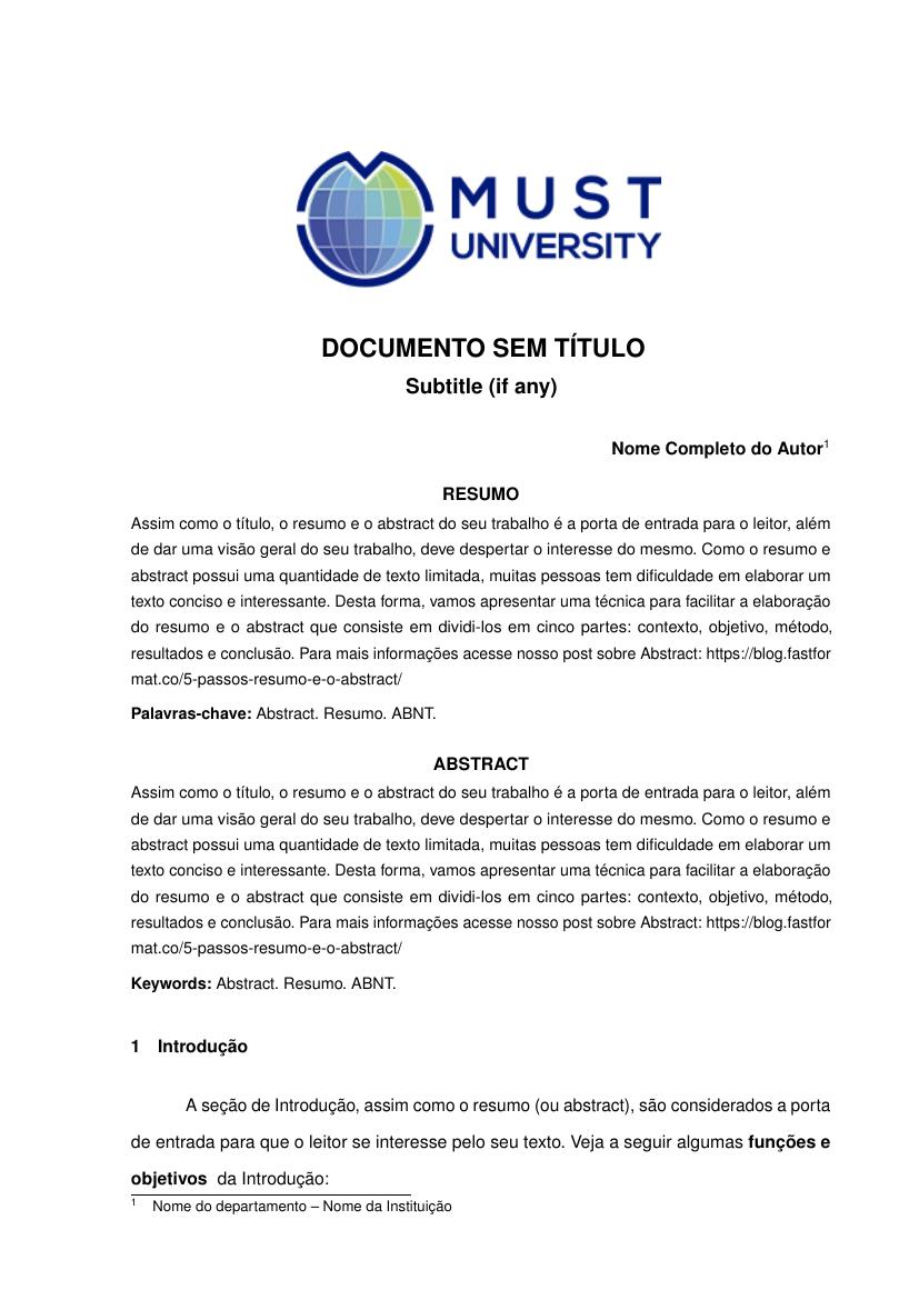 MUST University - modelo ABNT