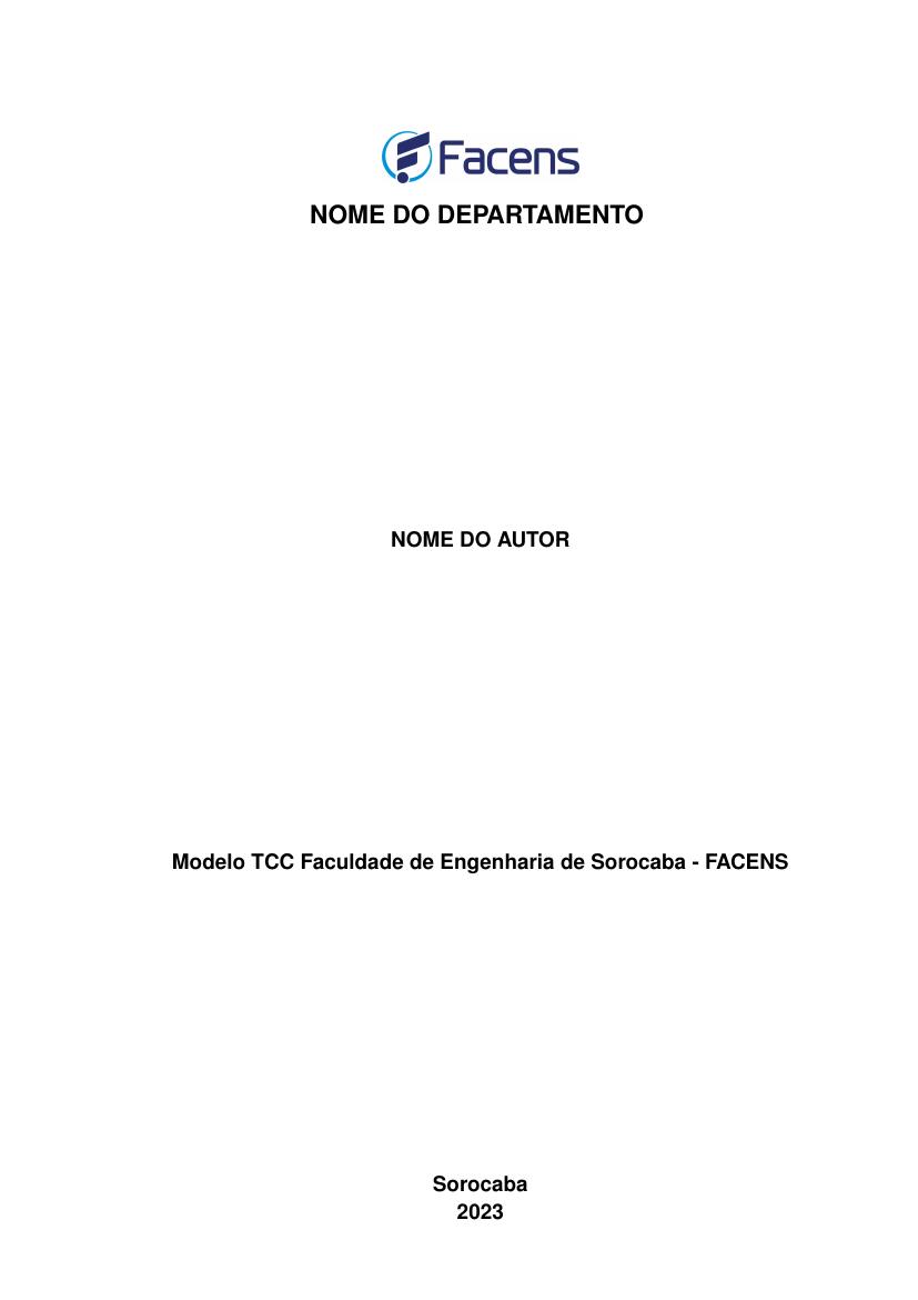 Modelo TCC Faculdade de Engenharia de Sorocaba - FACENS - modelo ABNT
