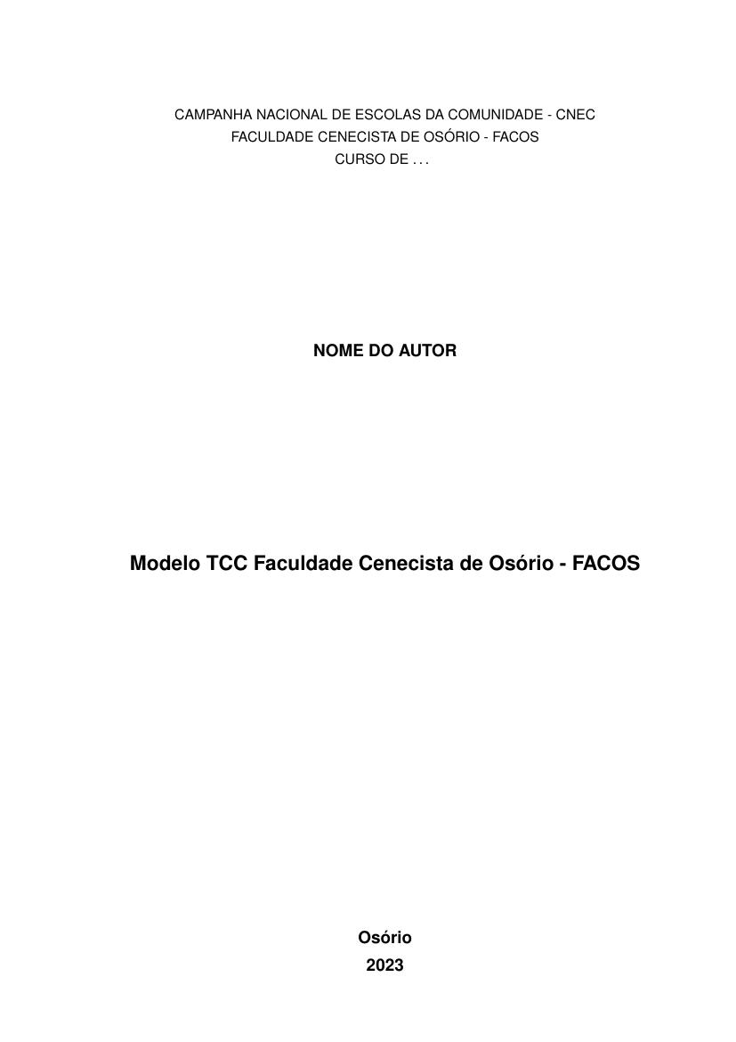 Modelo TCC Faculdade Cenecista de Osório - FACOS - modelo ABNT