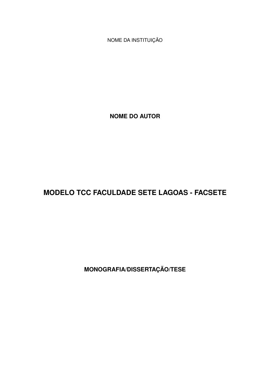 Modelo TCC Faculdade Sete Lagoas - FACSETE - modelo ABNT