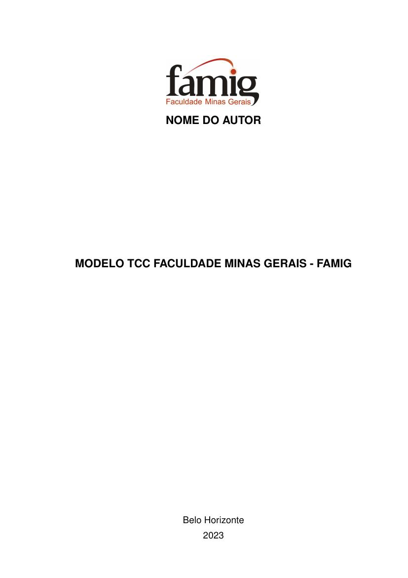 Modelo TCC Faculdade Minas Gerais - FAMIG - modelo ABNT
