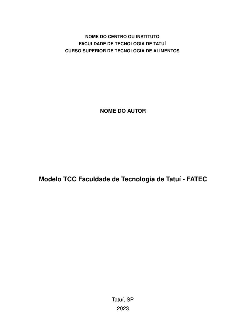 Modelo TCC Faculdade de Tecnologia de Tatuí - FATEC - modelo ABNT