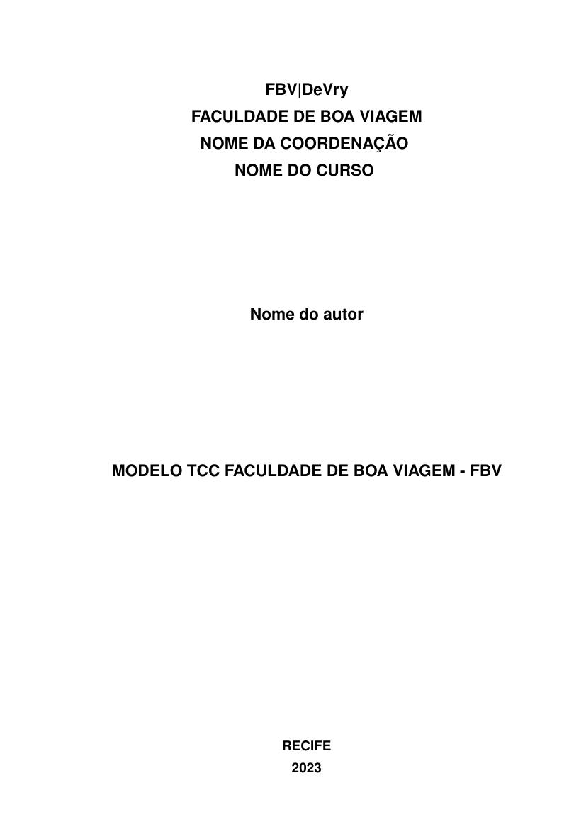 Modelo TCC Faculdade de Boa Viagem - FBV - modelo ABNT