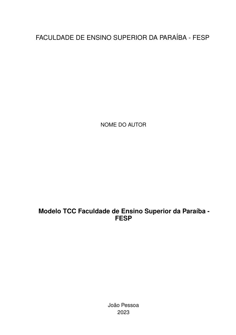 Modelo TCC Faculdade de Ensino Superior da Paraíba - FESP - modelo ABNT