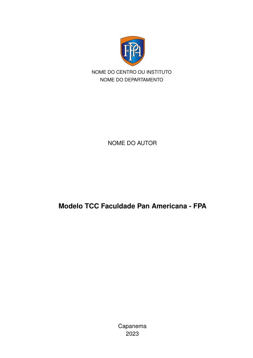 Modelo TCC Faculdade Pan Americana - FPA - modelo ABNT