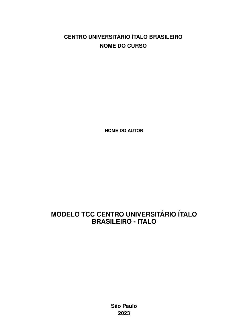 Modelo TCC Centro Universitário Ítalo Brasileiro - ITALO - modelo ABNT