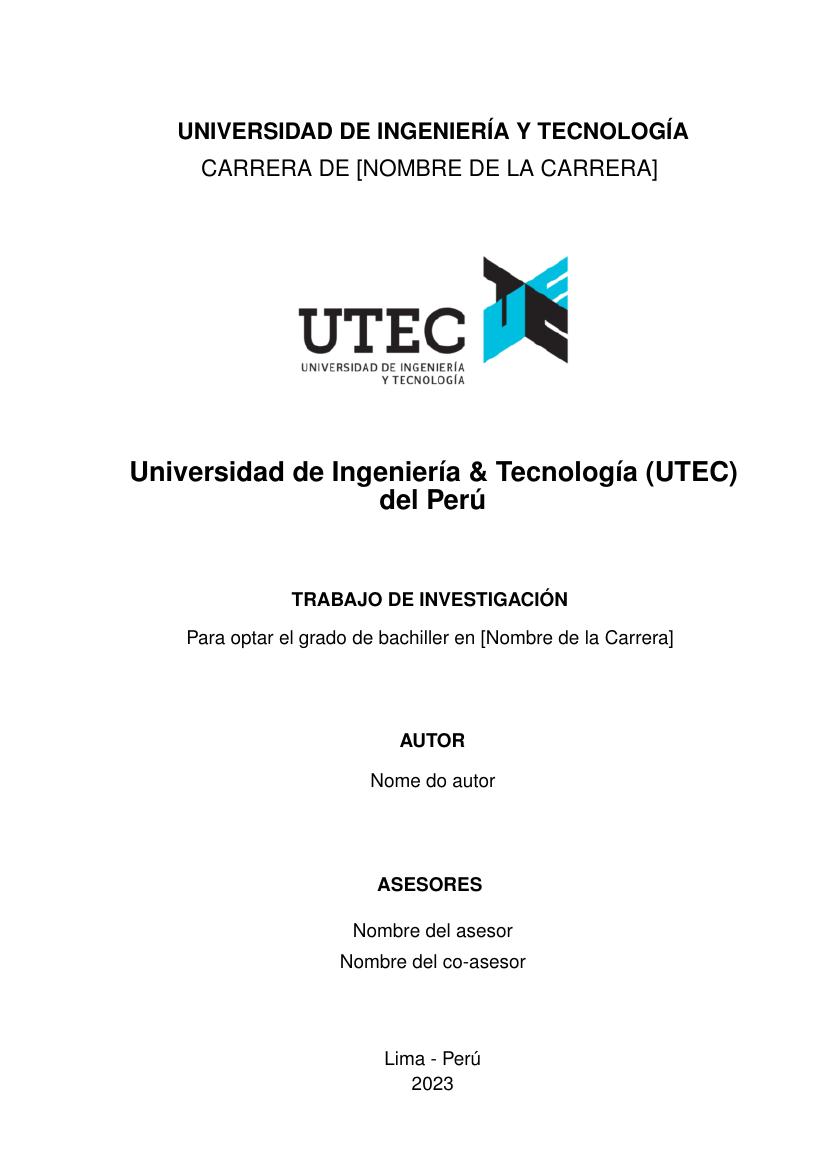 Universidad de Ingeniería & Tecnología (UTEC) del Perú - modelo ABNT