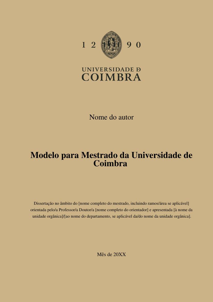 Modelo para Mestrado da Universidade de Coimbra - modelo ABNT