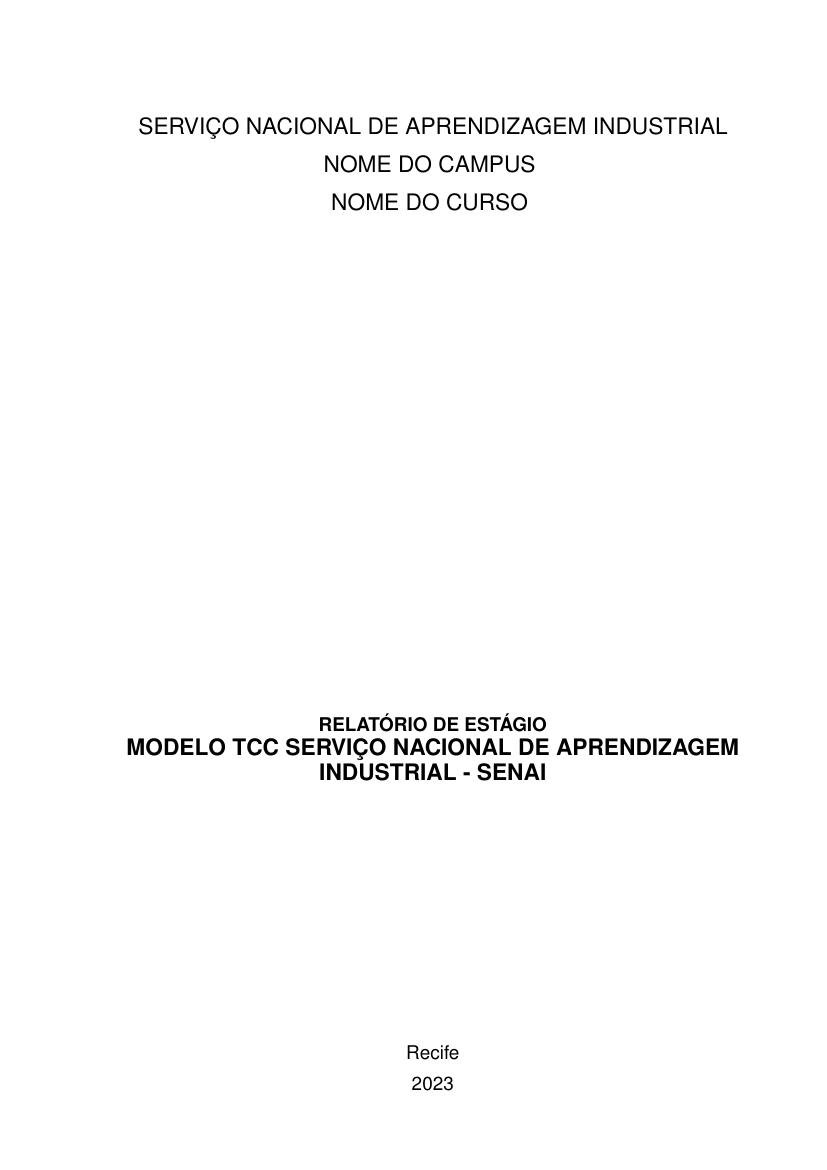 Modelo TCC Serviço Nacional de Aprendizagem Industrial - SENAI - modelo ABNT