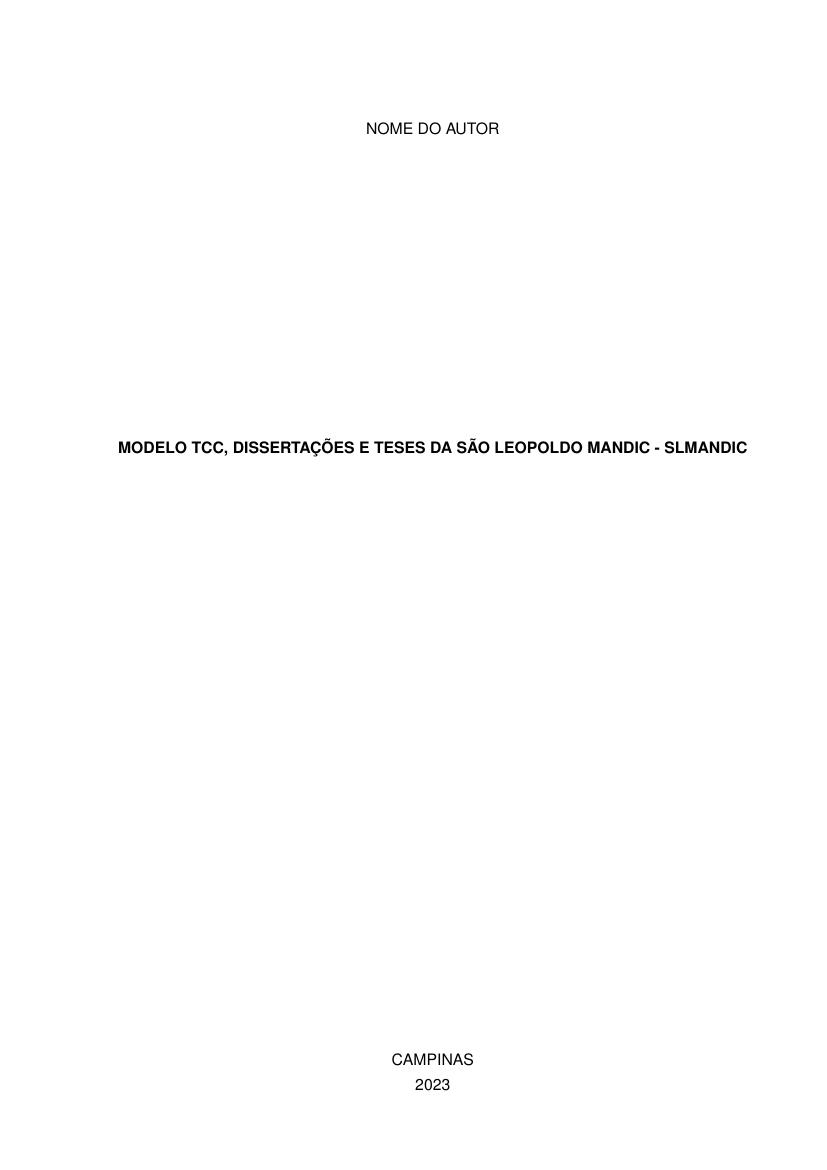 Modelo tcc, dissertações e teses da São Leopoldo Mandic - SLMANDIC - modelo ABNT