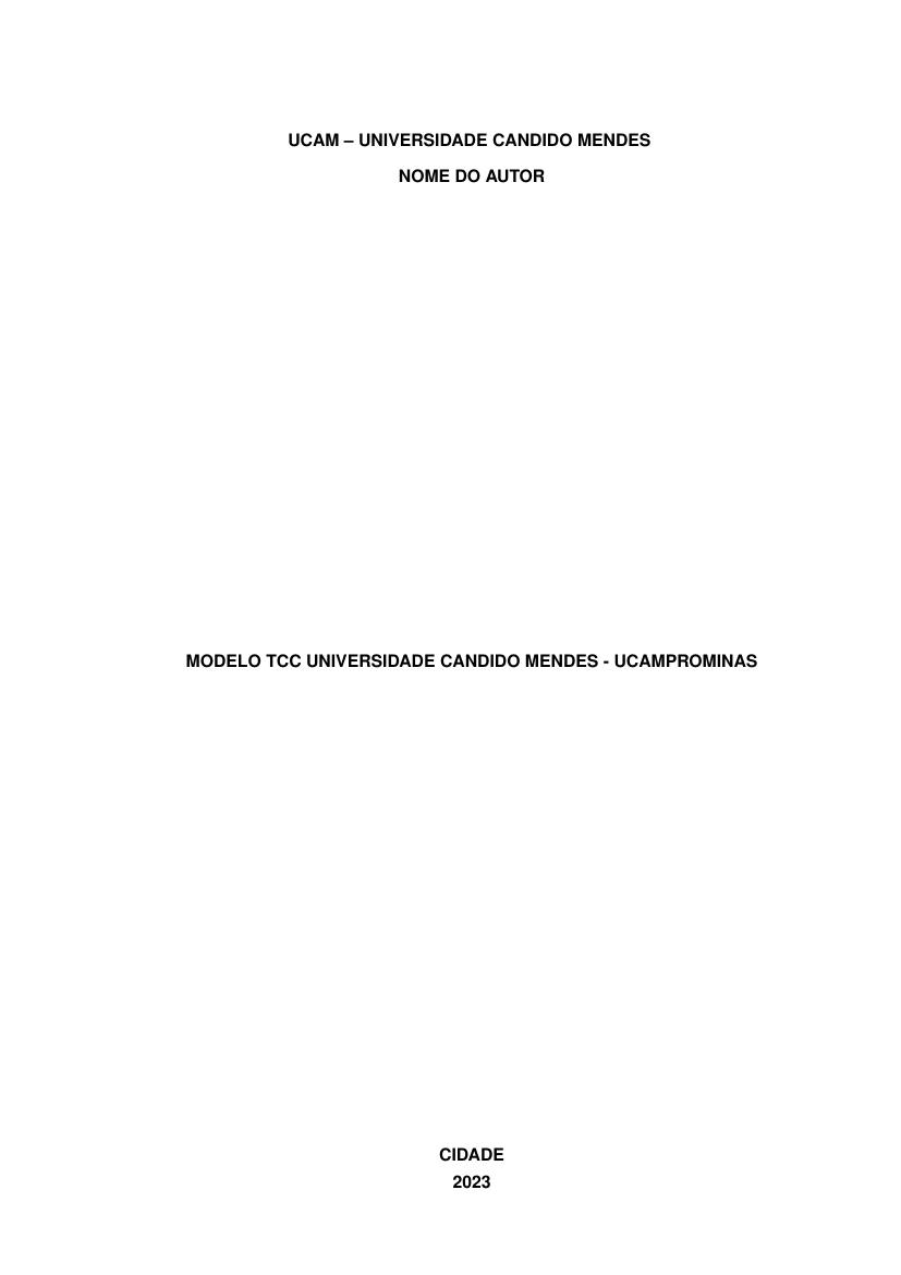 Modelo TCC Universidade Candido Mendes - UCAMPROMINAS - modelo ABNT