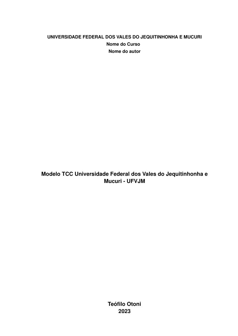 Modelo TCC Universidade Federal dos Vales do Jequitinhonha e Mucuri - UFVJM - modelo ABNT