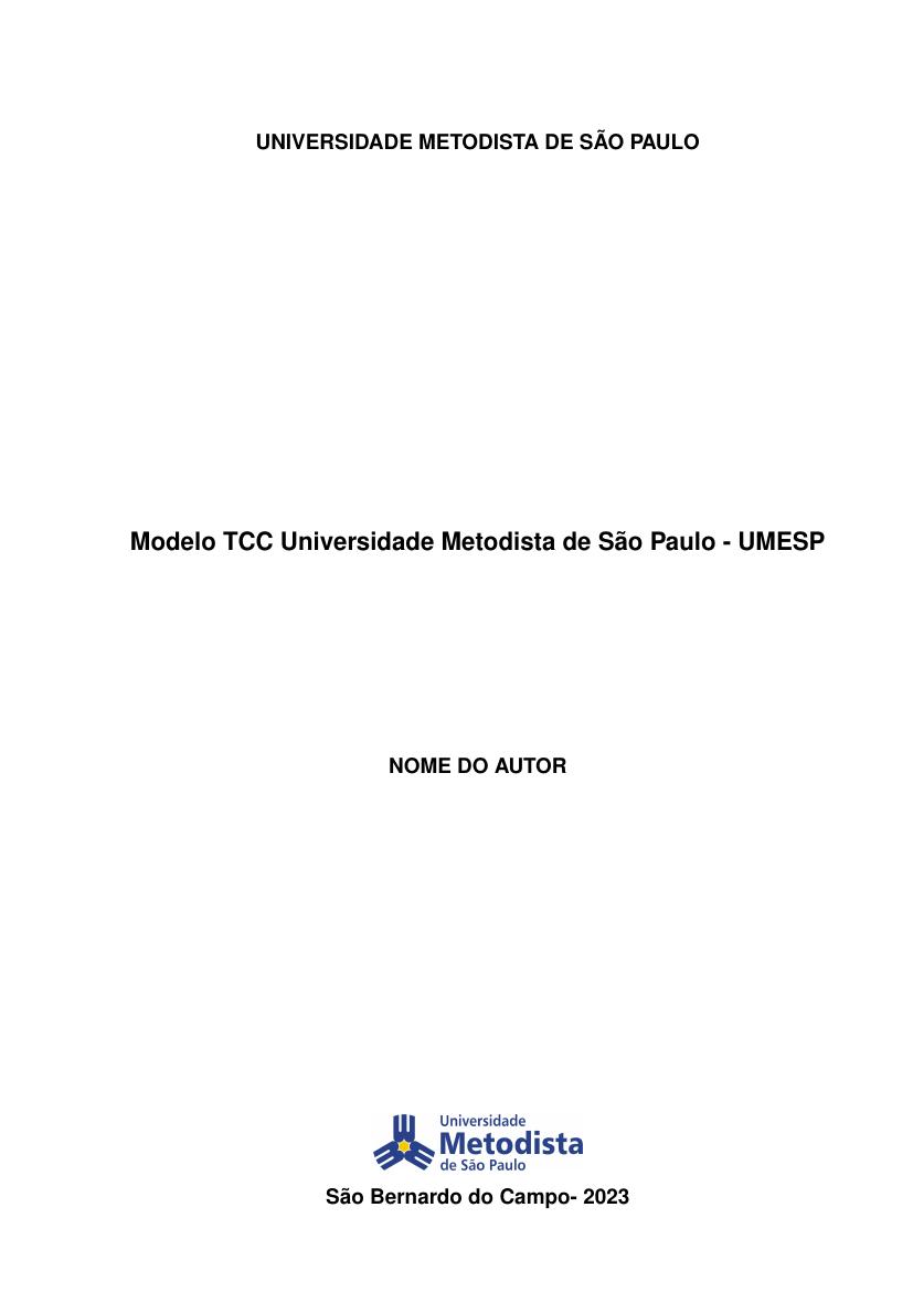 Modelo TCC Universidade Metodista de São Paulo - UMESP - modelo ABNT