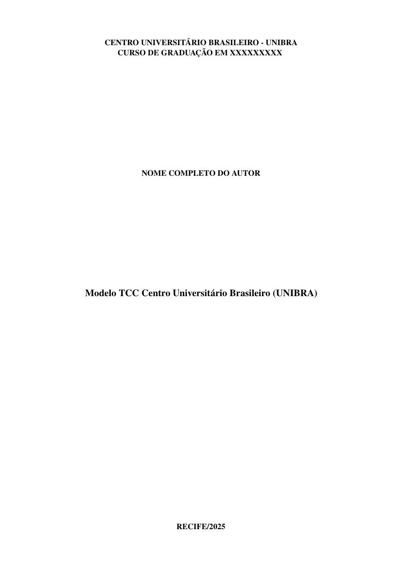 Modelo TCC Centro Universitário Brasileiro (UNIBRA) - modelo ABNT