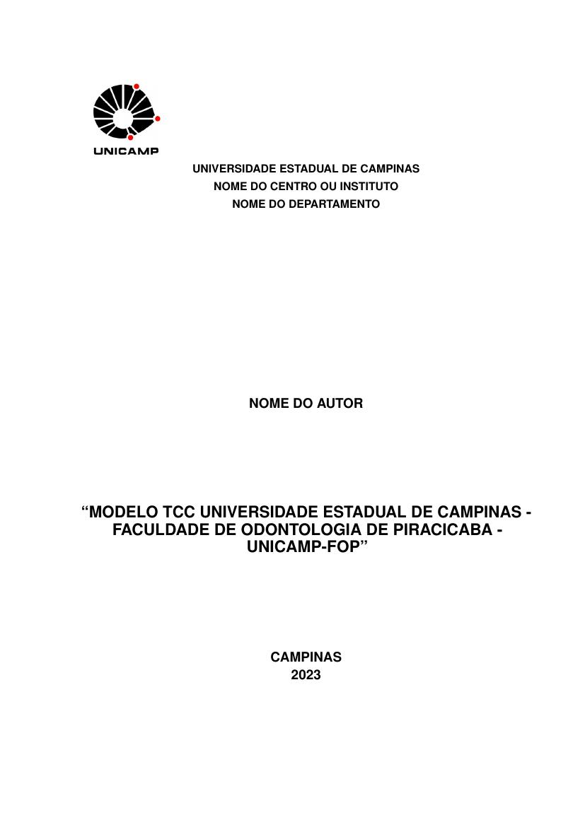 Modelo TCC Universidade Estadual de Campinas - Faculdade de Odontologia de Piracicaba - UNICAMP-FOP - modelo ABNT