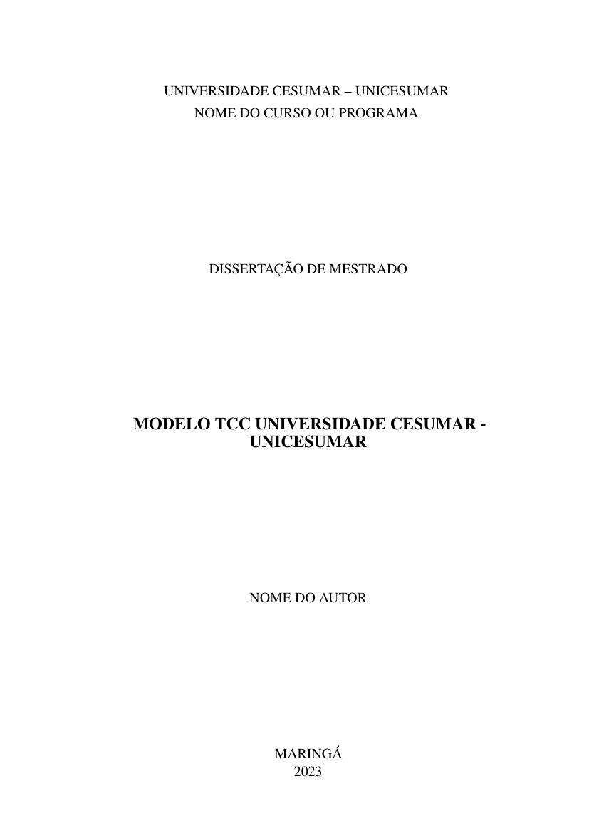 Modelo TCC Universidade CESUMAR - UNICESUMAR - modelo ABNT