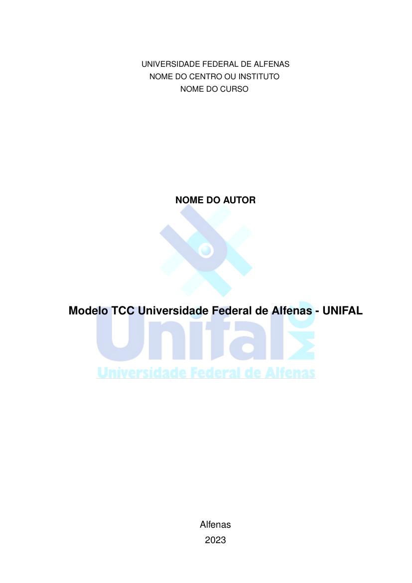Modelo TCC Universidade Federal de Alfenas - UNIFAL - modelo ABNT