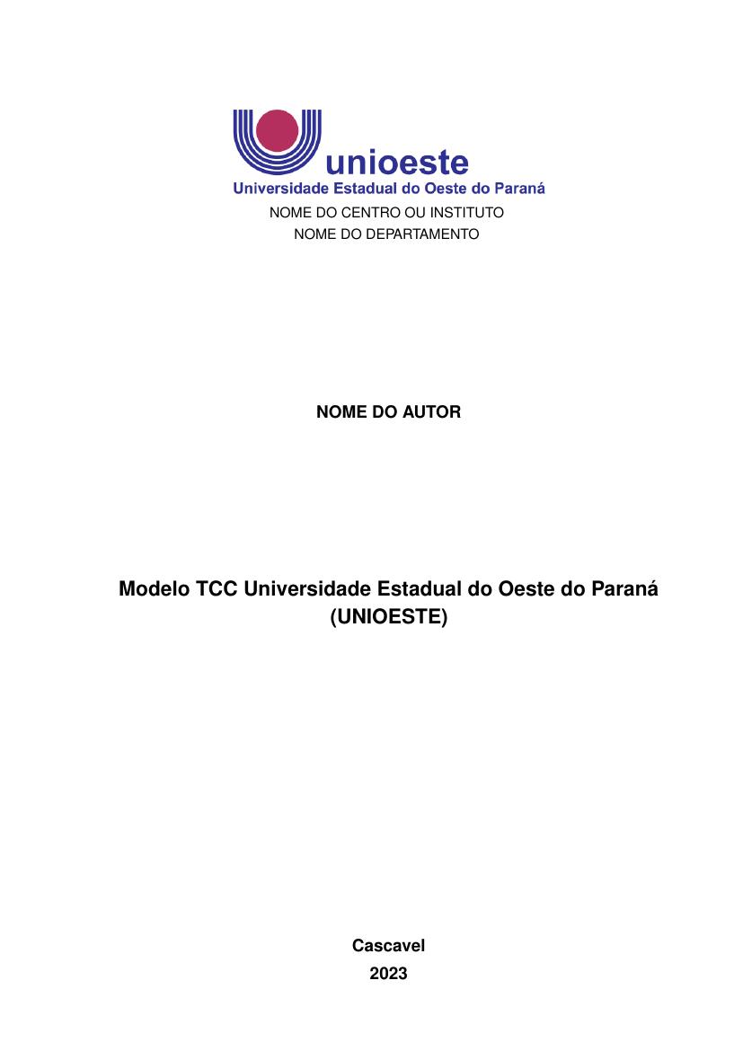 Modelo TCC Universidade Estadual do Oeste do Paraná (UNIOESTE) - modelo ABNT