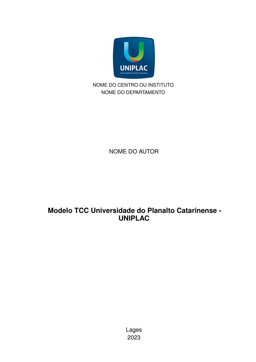 Modelo TCC Universidade do Planalto Catarinense - UNIPLAC - modelo ABNT