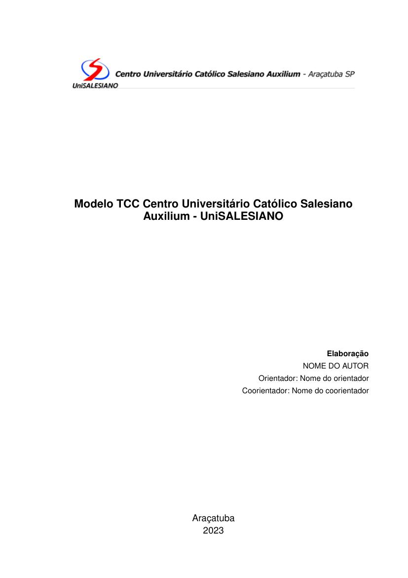 Modelo TCC Centro Universitário Católico Salesiano Auxilium - UniSALESIANO - modelo ABNT