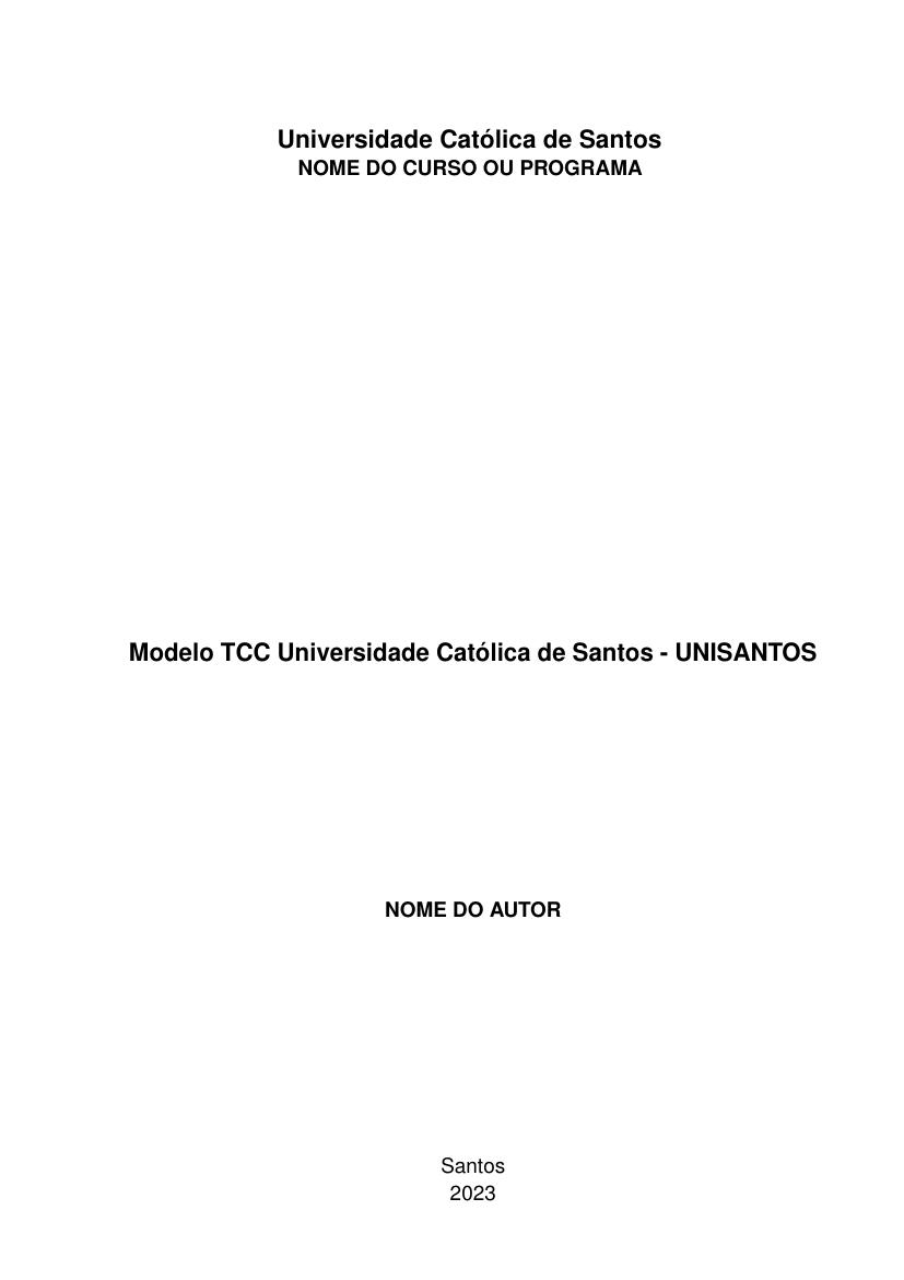 Modelo TCC Universidade Católica de Santos - UNISANTOS - modelo ABNT