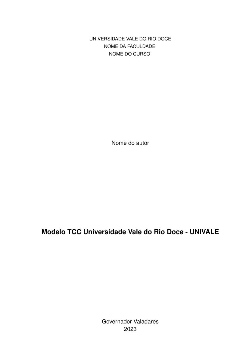 Modelo TCC Universidade Vale do Rio Doce - UNIVALE - modelo ABNT