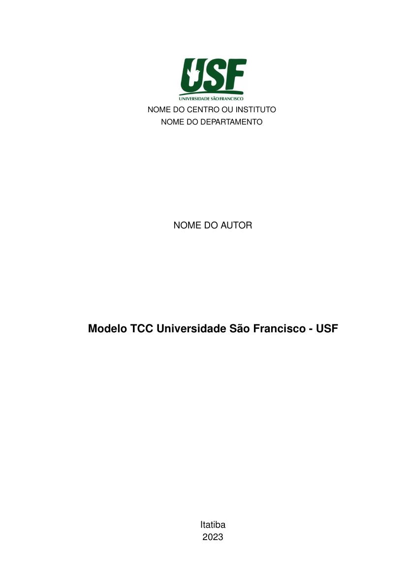 Capa De Trabalho De Sociologia Pronto Modelo Tcc Universidade Sao Francisco Usf Fastformat